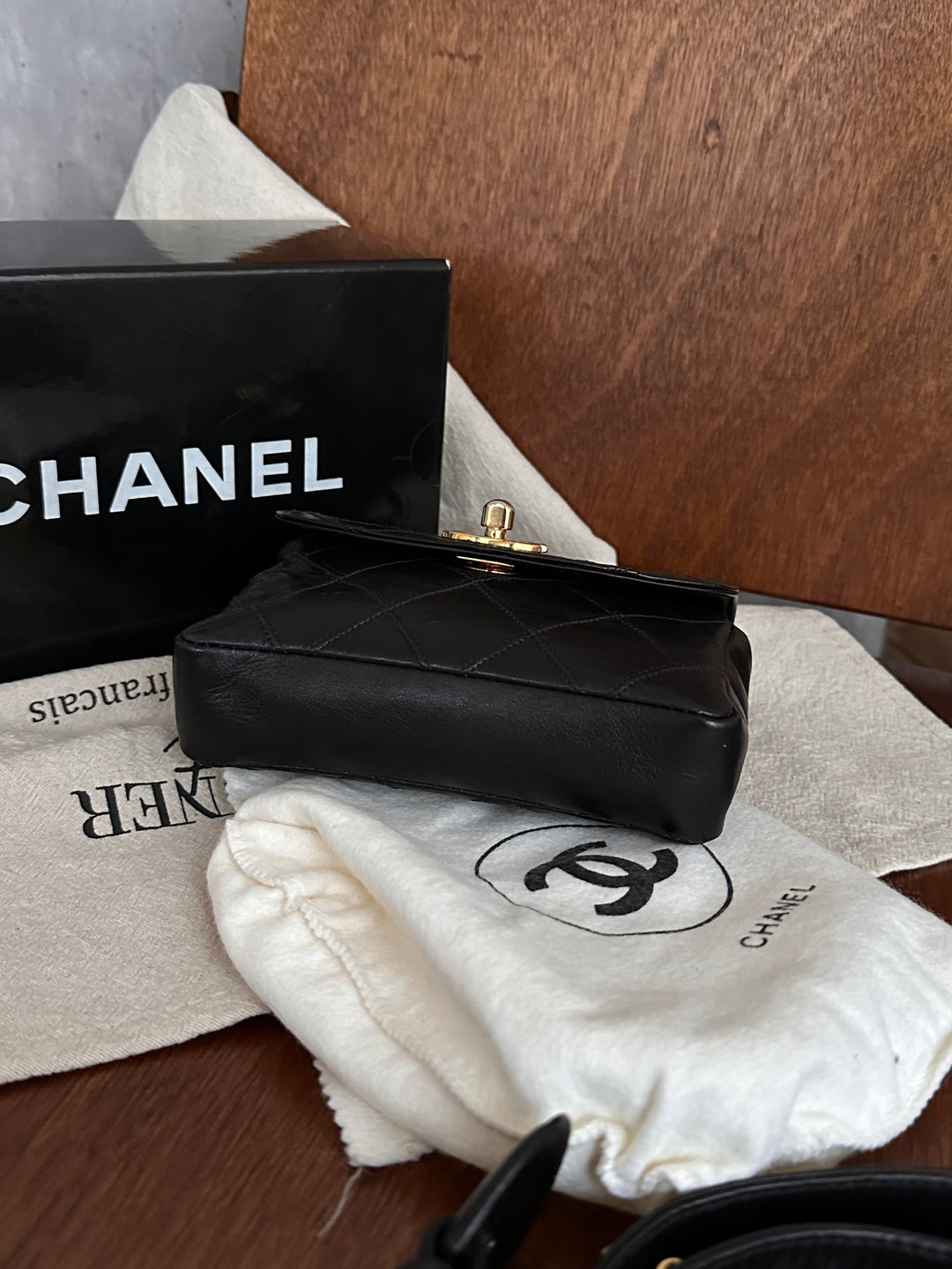 Chanel Black Caviar Leather Belt Bag with Chain – Gold Hardware