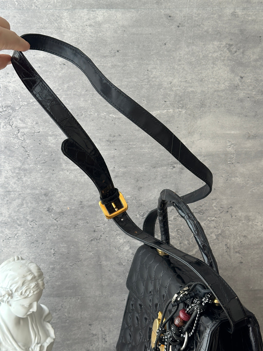 Loewe Vintage Crocodile Kelly Small 🖤｜Black Crocodile・Gold Hardware・Convertible Shoulder Bag