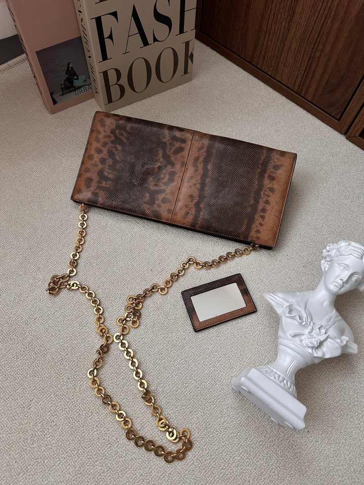 Ferragamo Lizard Skin Horseshoe Clasp Chain Bag 🤎✨ Ultra Raread