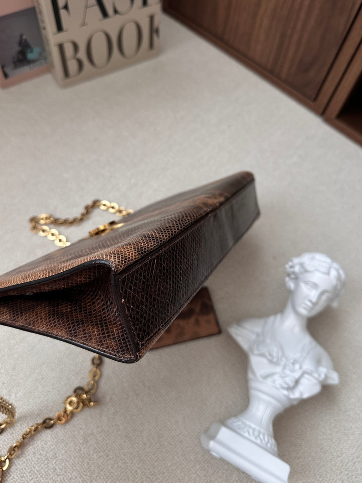Ferragamo Lizard Skin Horseshoe Clasp Chain Bag 🤎✨ Ultra Raread