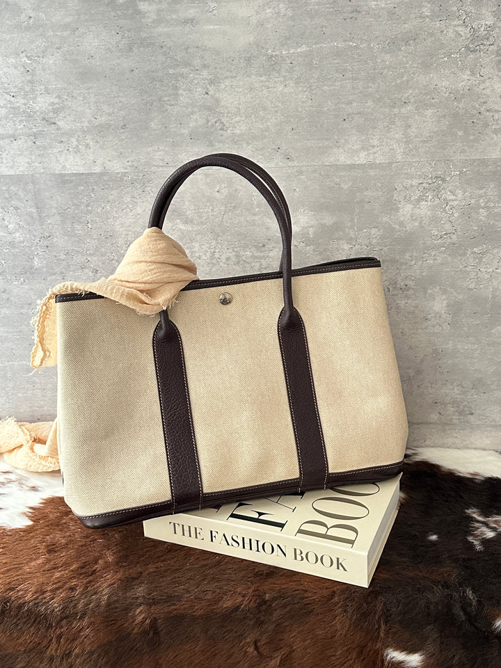 HERMÈS Garden Party 36 Canvas Leather Tote Bag 🤎｜Canvas &amp; Leather Mix × Laptop-Friendly × Special Price