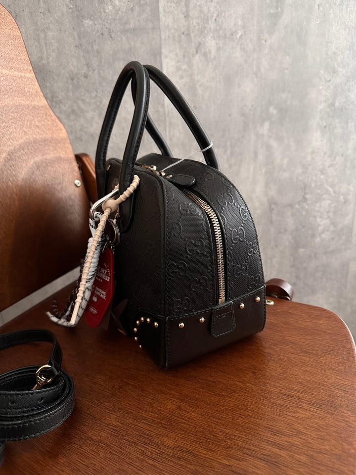 Gucci GG Embossed Leather Small Boston Bag – Black (with Original Strap)