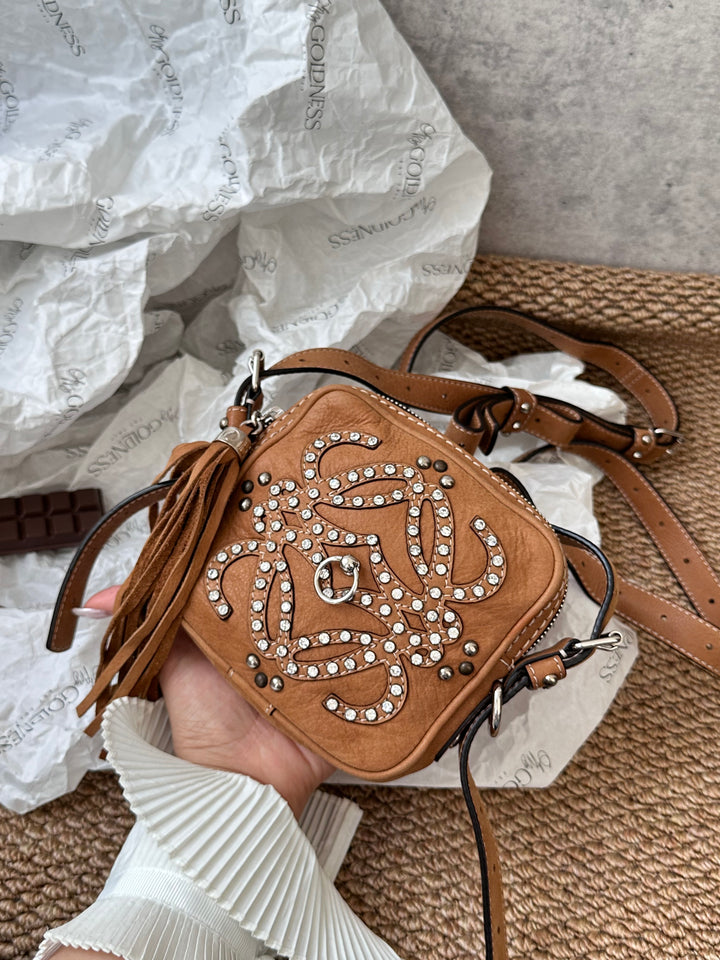 LOEWE “Cookie” Tassel Crystal Logo Mini Box Bag