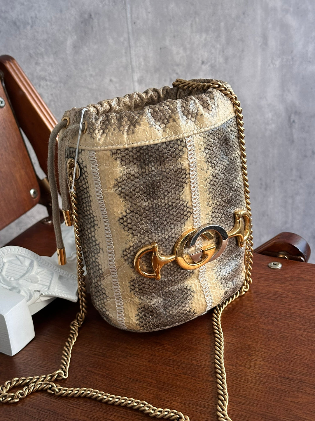 Gucci Zumi Python Mini Bucket Bag 🤎🐍｜Himalayan Python × Mixed-Metal Horsebit × Built-In Card Slots✨