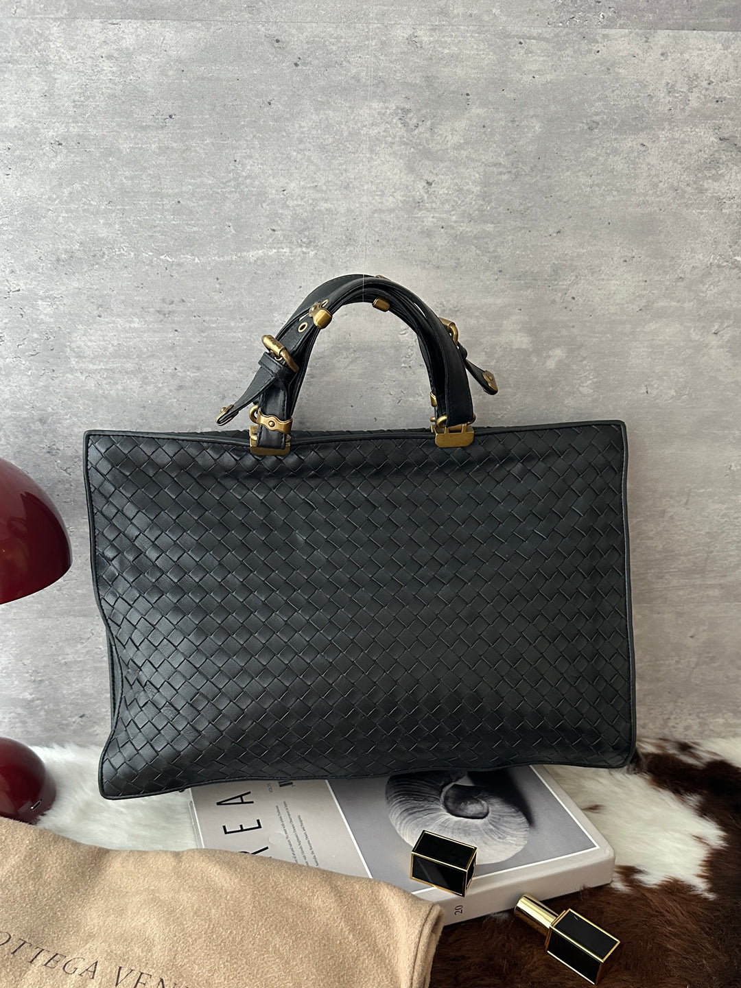 Bottega Veneta Intrecciato Briefcase 🖤｜Vintage Gold Hardware・Unisex Work Bag・Fits Laptop