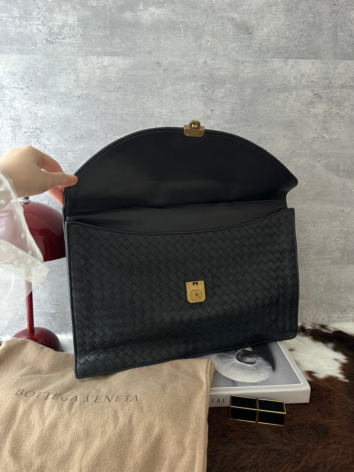 Bottega Veneta Intrecciato Briefcase 🖤｜Vintage Gold Hardware・Unisex Work Bag・Fits Laptop