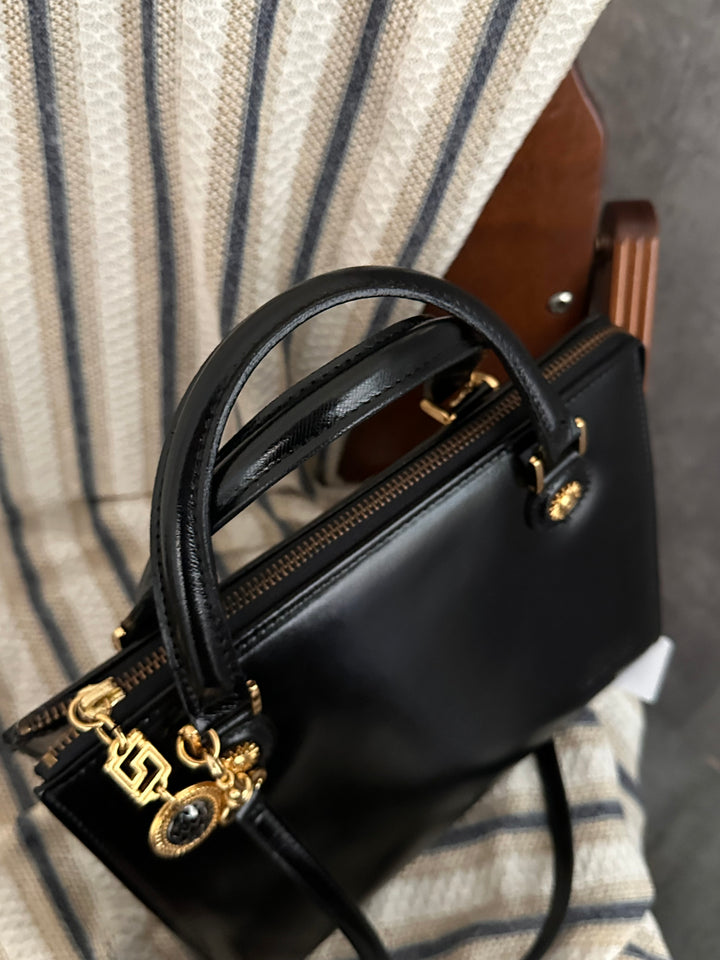 Versace Medusa Box Top Handle Bag – Black (with Strap)