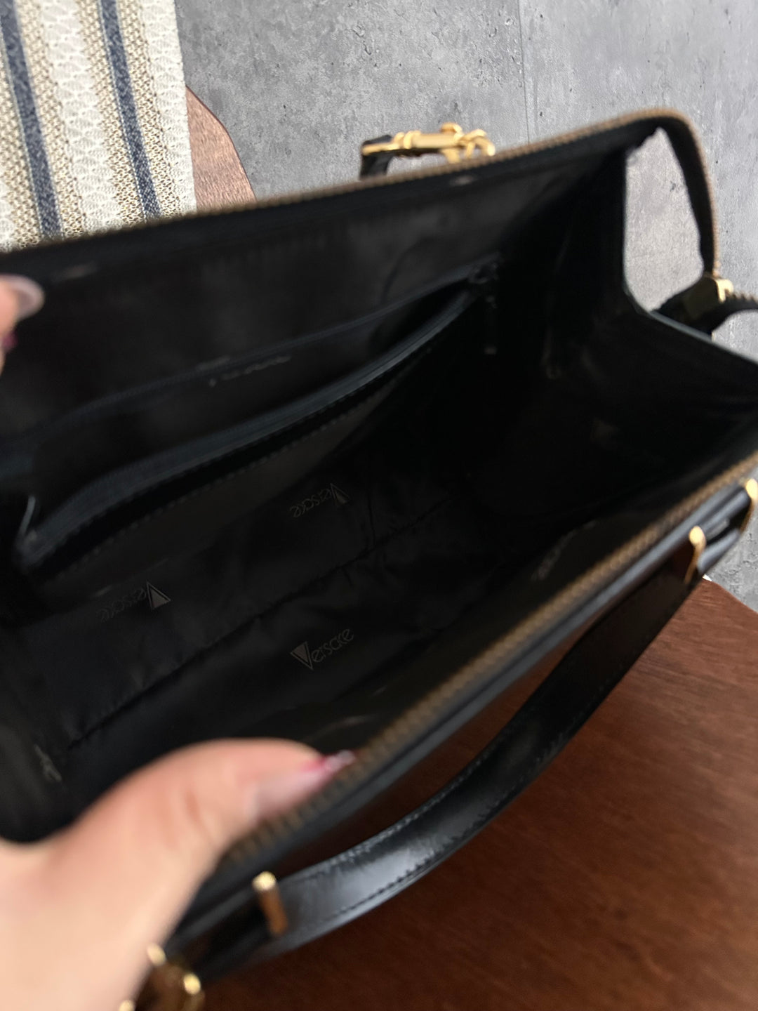 Versace Medusa Box Top Handle Bag – Black (with Strap)