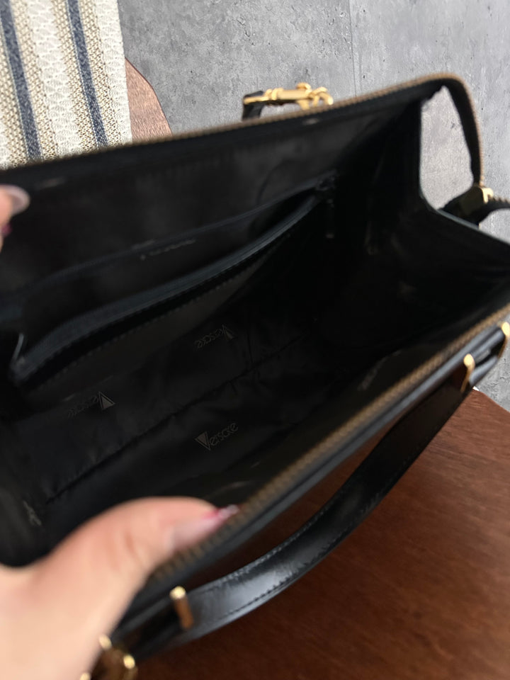 Versace Medusa Box Top Handle Bag – Black (with Strap)