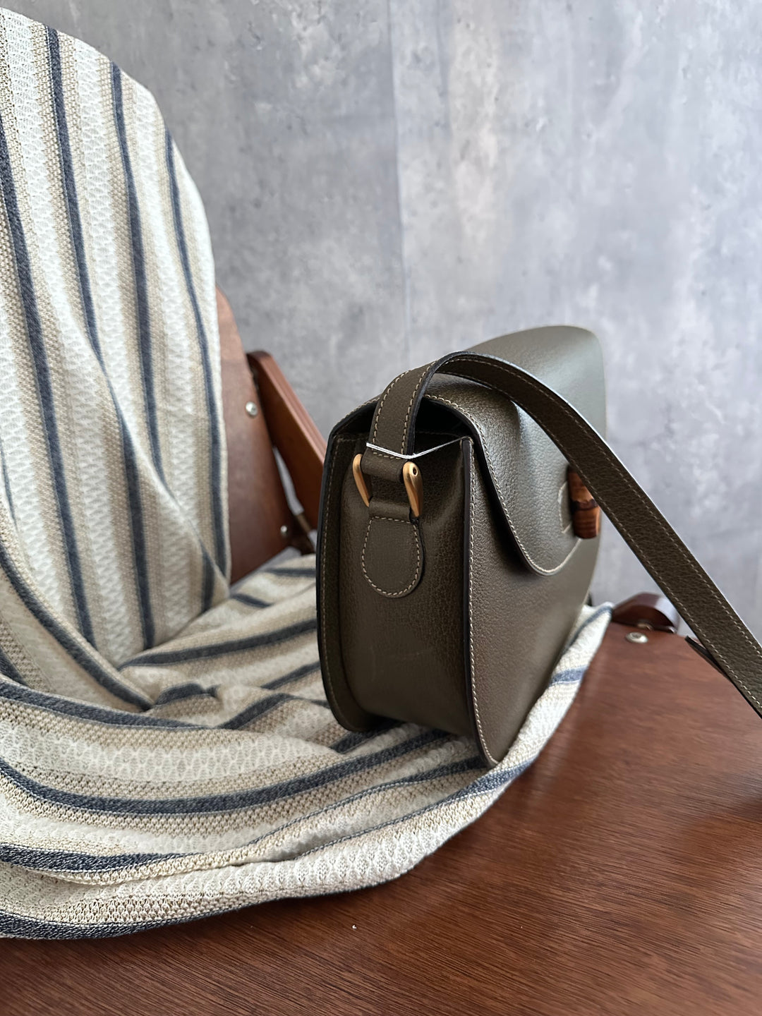 Gucci Bamboo Crossbody Bag – Olive Green (Pigskin Leather)