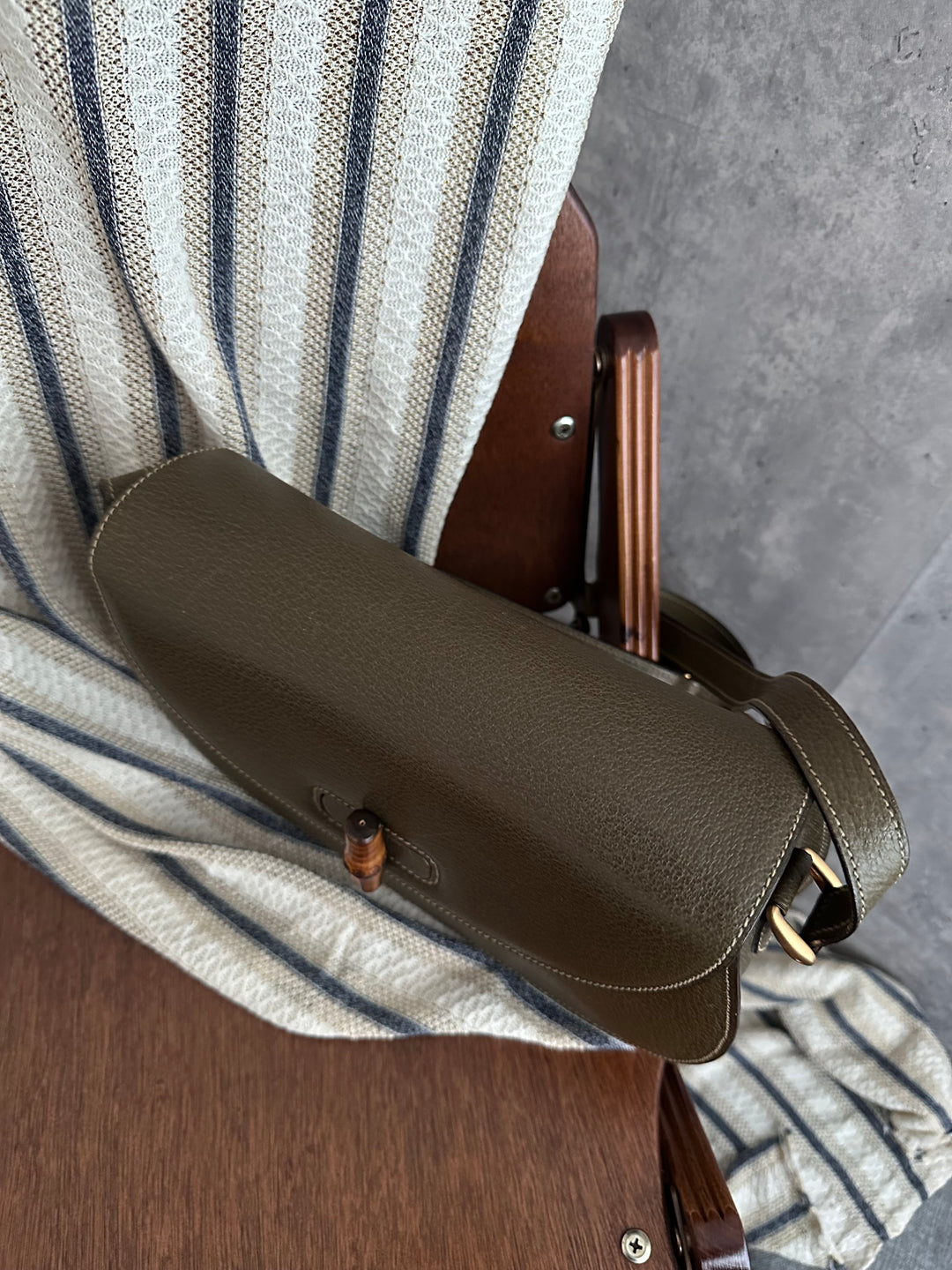 Gucci Bamboo Crossbody Bag – Olive Green (Pigskin Leather)