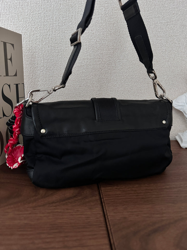 Prada Flap Hobo Bag 🖤✨ Nylon & Leather Mix