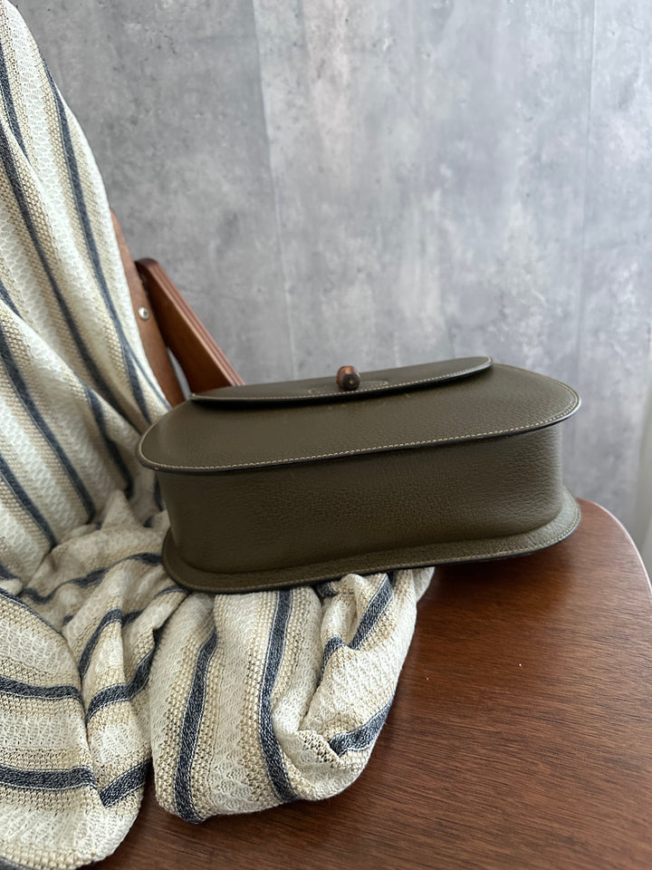 Gucci Bamboo Crossbody Bag – Olive Green (Pigskin Leather)