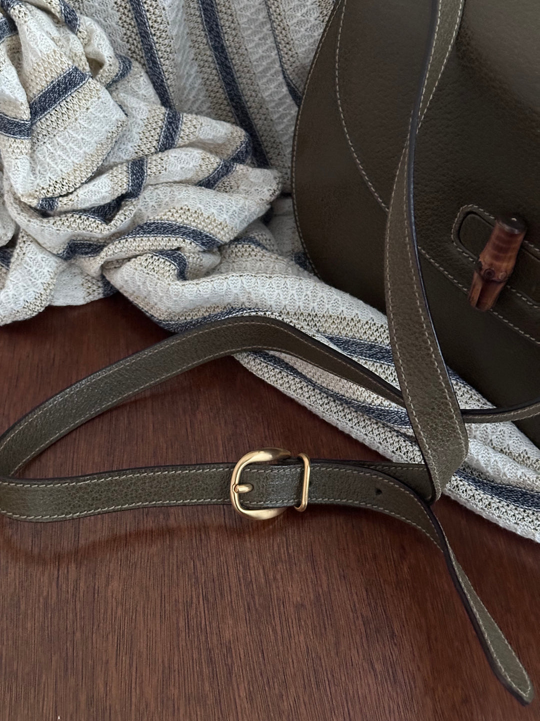 Gucci Bamboo Crossbody Bag – Olive Green (Pigskin Leather)