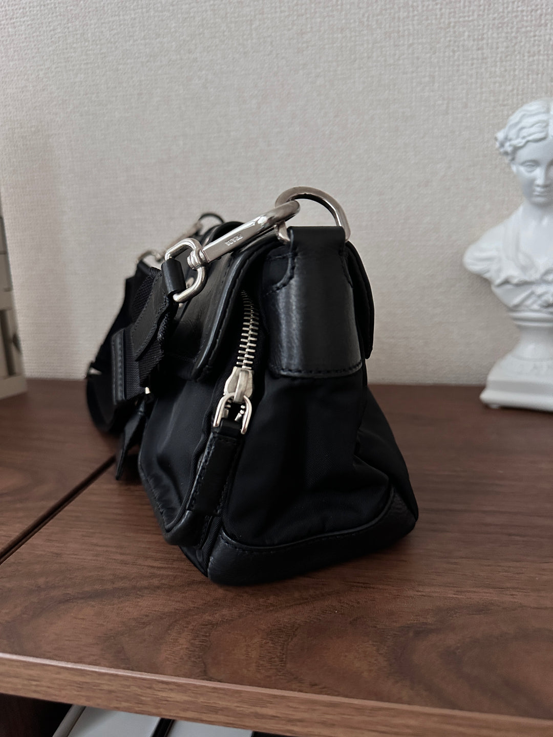 Prada Flap Hobo Bag 🖤✨ Nylon & Leather Mix