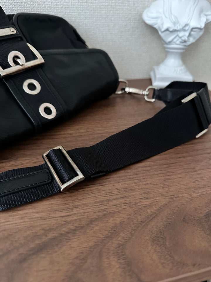Prada Flap Hobo Bag 🖤✨ Nylon & Leather Mix