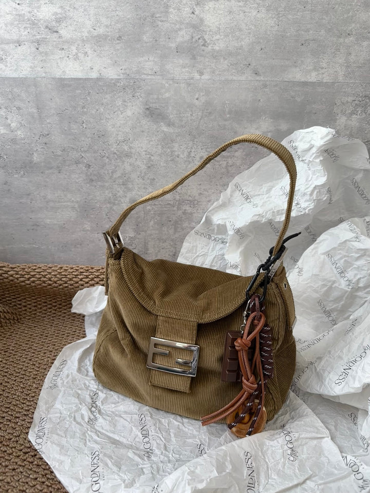 FENDI Corduroy Double-Flap “Little Chubby”