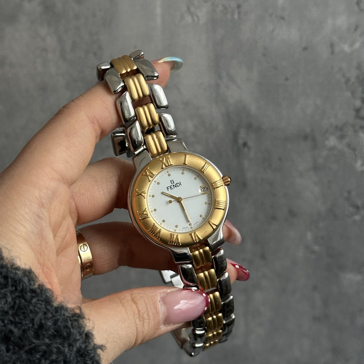 Fendi Vintage Two-Tone Chain Watch – Gold & Silver