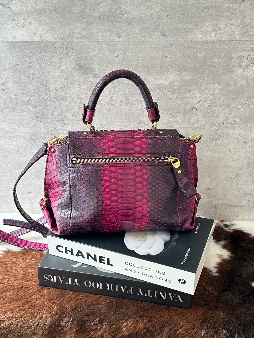 Ferragamo Python Kelly-Style Top Handle Bag 🐍｜Rare Gradient Pink × Original Strap × Small Kelly Shape✨