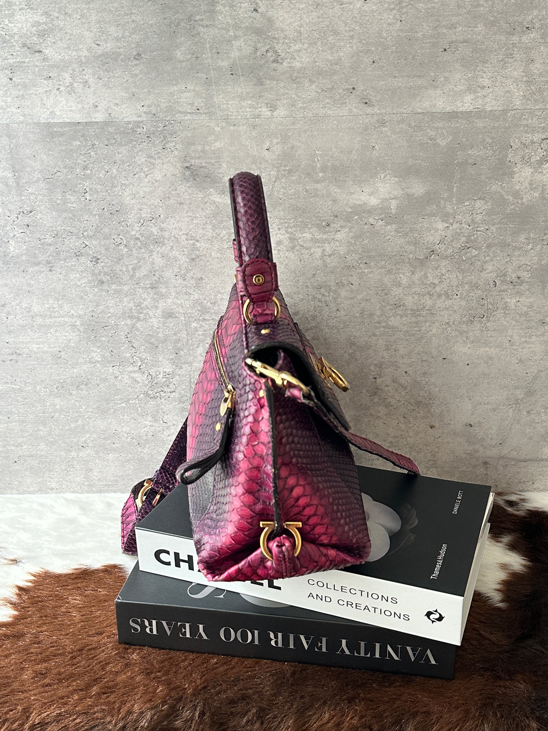 Ferragamo Python Kelly-Style Top Handle Bag 🐍｜Rare Gradient Pink × Original Strap × Small Kelly Shape✨