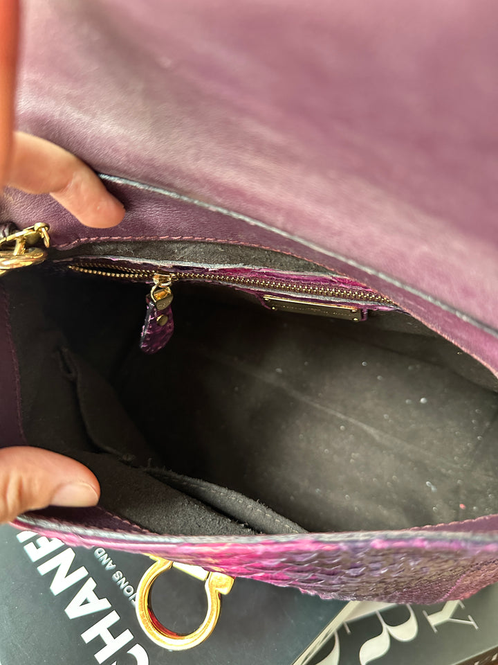 Ferragamo Python Kelly-Style Top Handle Bag 🐍｜Rare Gradient Pink × Original Strap × Small Kelly Shape✨
