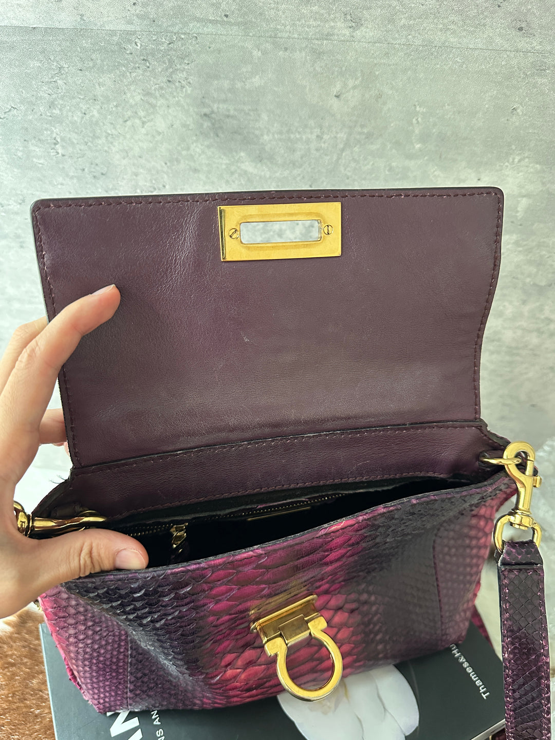 Ferragamo Python Kelly-Style Top Handle Bag 🐍｜Rare Gradient Pink × Original Strap × Small Kelly Shape✨