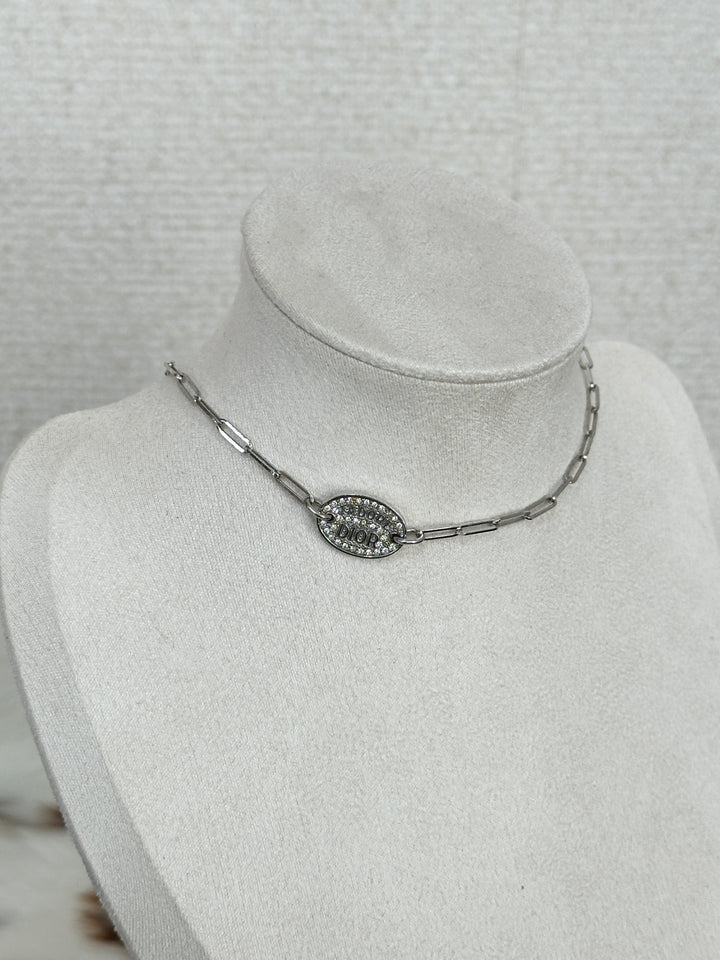 Dior “Crystal Logo Tag Necklace” ✨🤍 | Modern Sparkle & Chic Minimal Luxury