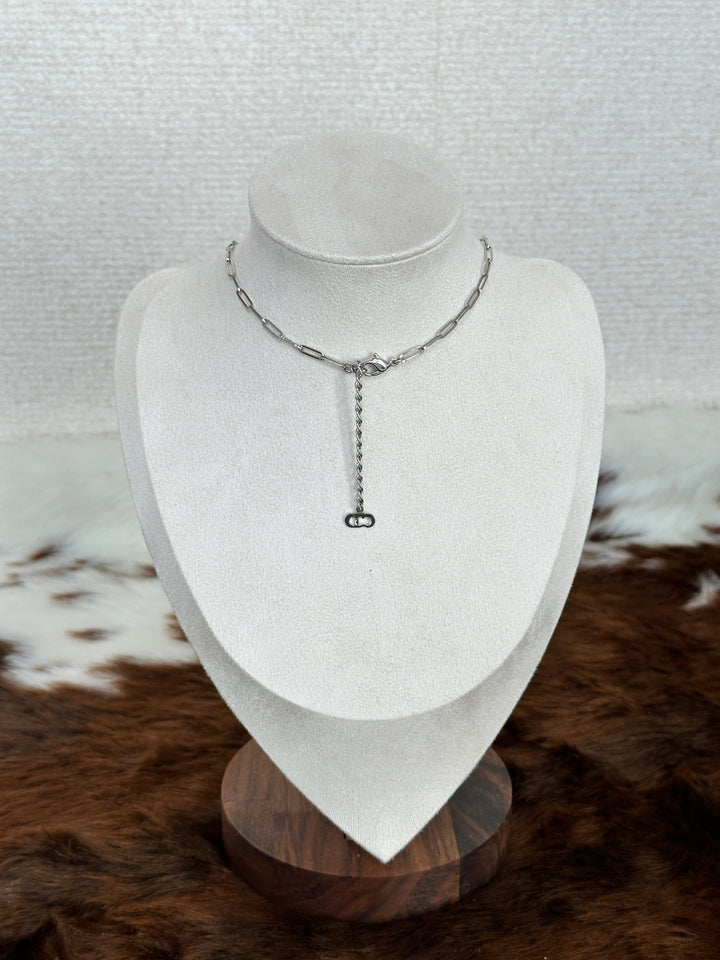 Dior “Crystal Logo Tag Necklace” ✨🤍 | Modern Sparkle & Chic Minimal Luxury