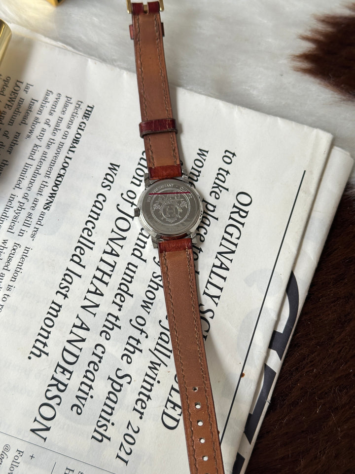 Hermès Vintage Ostrich Leather Watch 🤎✨｜Caramel Ostrich Leather × Two-Tone Case × Sculptural Dial