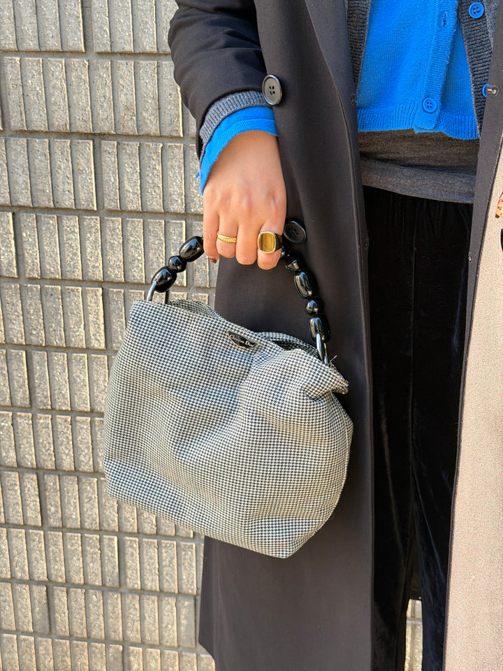Dior Houndstooth Top Handle Bag 🤍🩶｜Chic Statement Handle × Classic Houndstooth × Convertible Crossbody Style