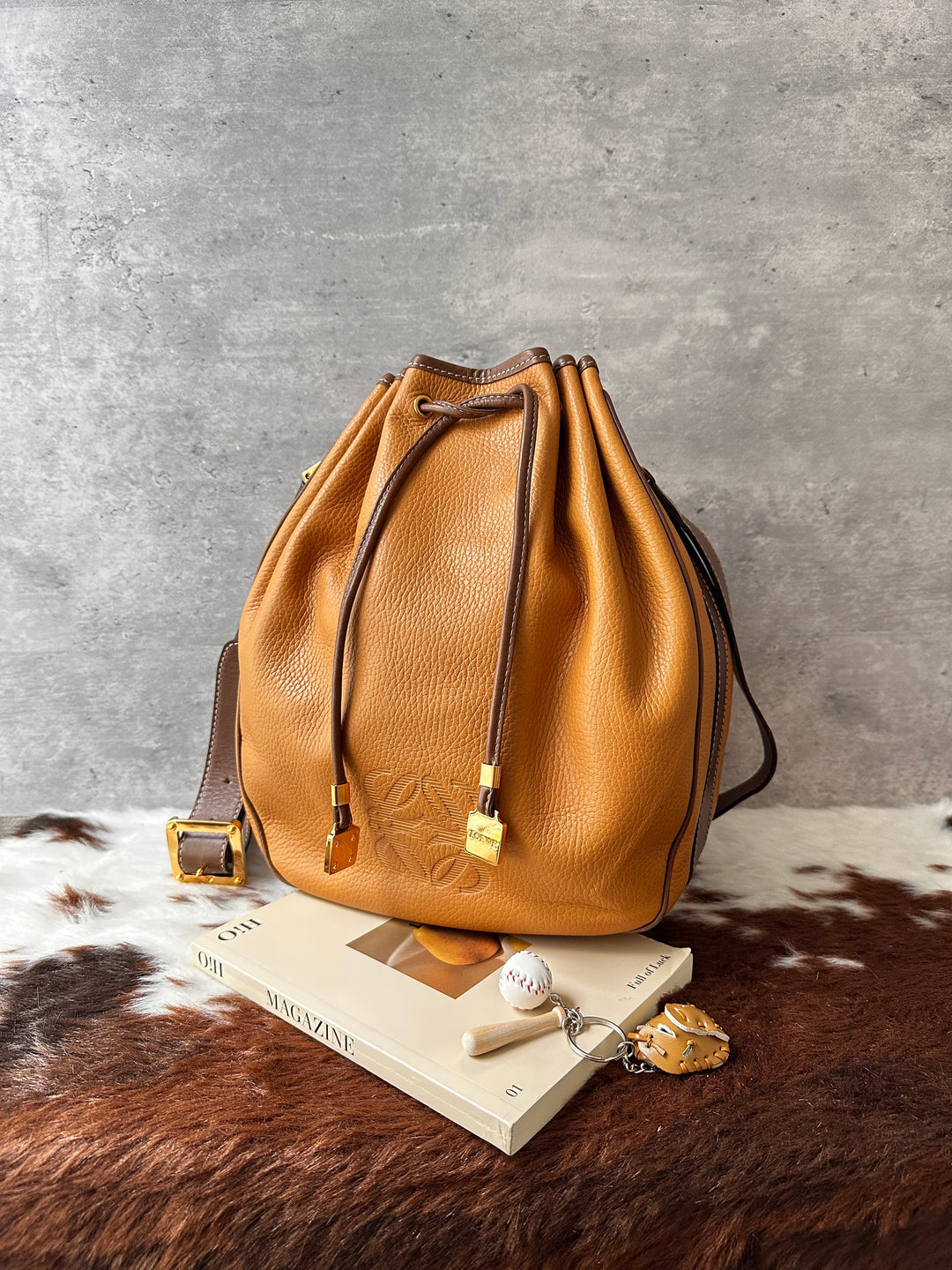 LOEWE Honey Calfskin Bucket Bag 🍯🤎｜Honey Brown × Chocolate Trim × Soft Calfskin✨