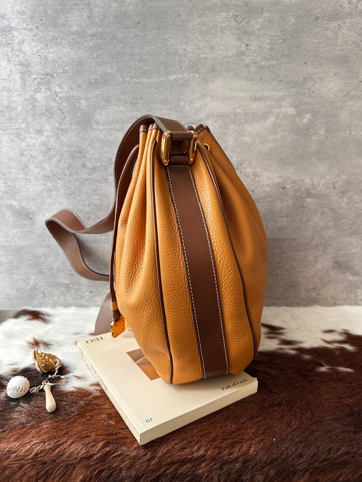 LOEWE Honey Calfskin Bucket Bag 🍯🤎｜Honey Brown × Chocolate Trim × Soft Calfskin✨