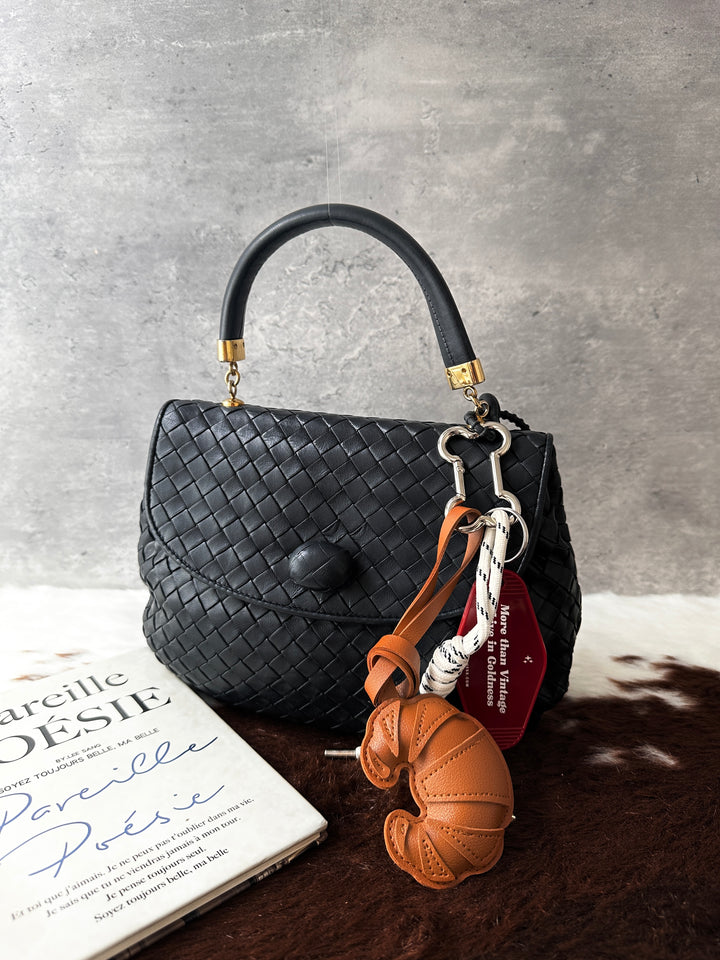 Bottega Veneta Intrecciato Kelly-Style Bag 🖤🩶｜Original Strap × Dark Grey Woven Leather × High Value Find