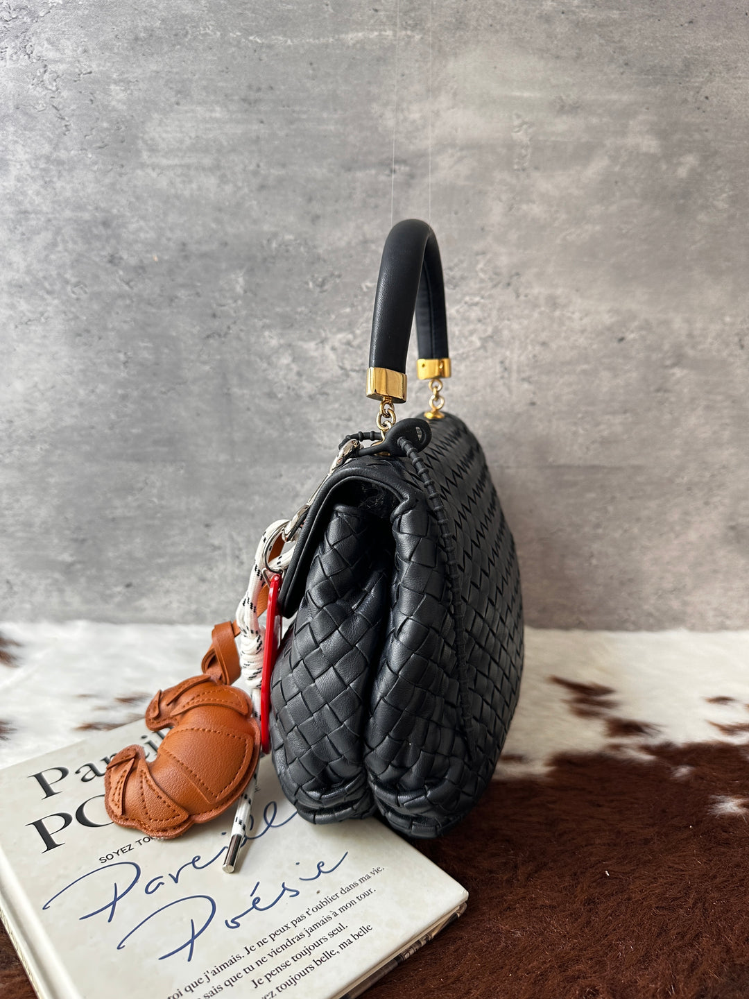 Bottega Veneta Intrecciato Kelly-Style Bag 🖤🩶｜Original Strap × Dark Grey Woven Leather × High Value Find