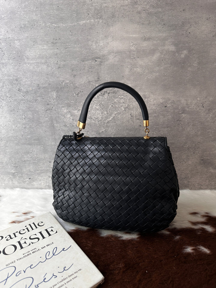 Bottega Veneta Intrecciato Kelly-Style Bag 🖤🩶｜Original Strap × Dark Grey Woven Leather × High Value Find