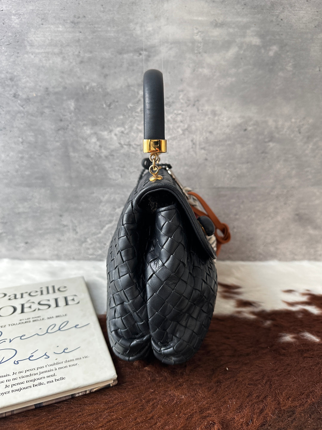 Bottega Veneta Intrecciato Kelly-Style Bag 🖤🩶｜Original Strap × Dark Grey Woven Leather × High Value Find