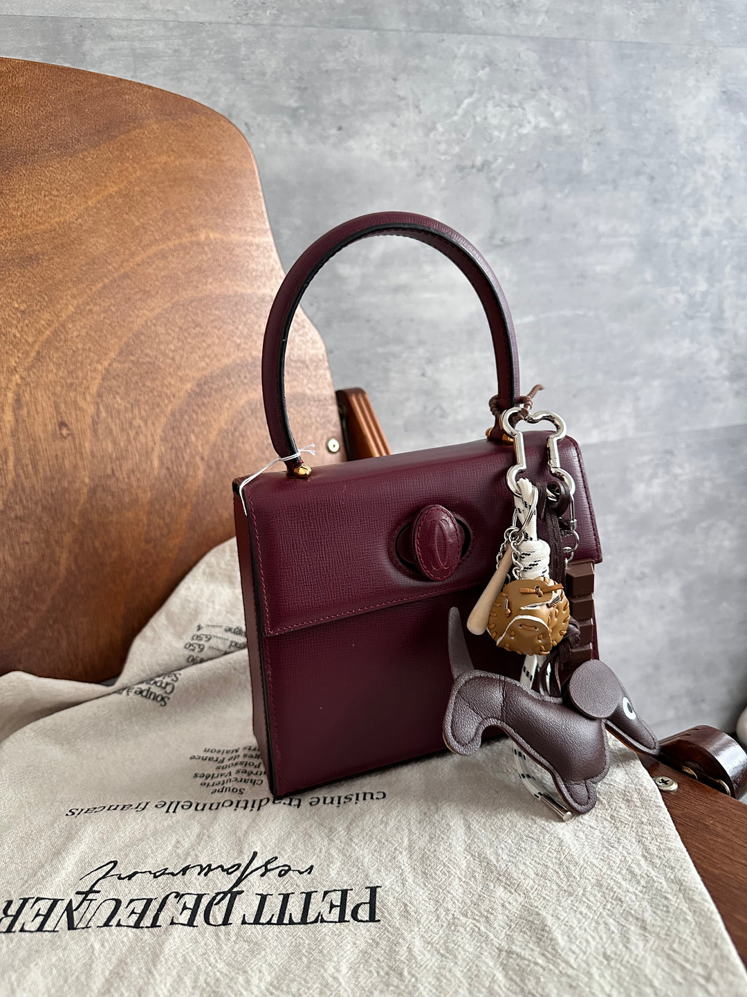 Cartier Mini Turn-Lock Kelly Handbag in Burgundy
