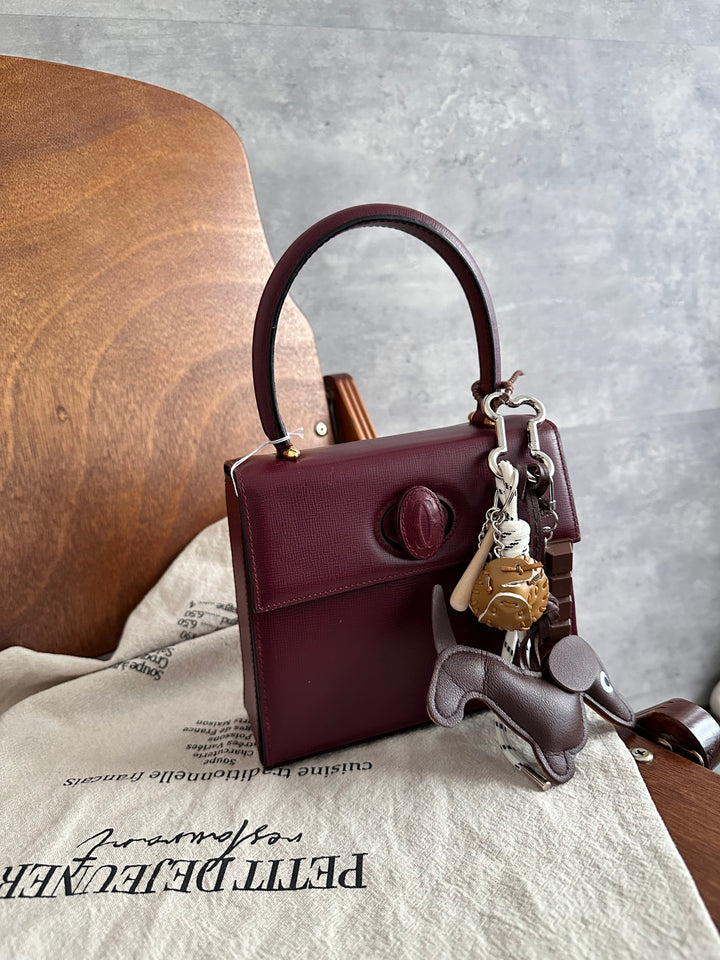 Cartier Mini Turn-Lock Kelly Handbag in Burgundy