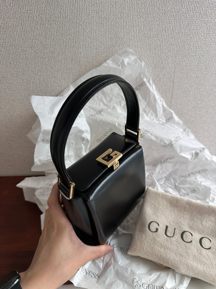 GUCCI Mini Box Bag in Black Box Calf – Iconic Gold G Clasp × Rare Compact Size (Full Set)