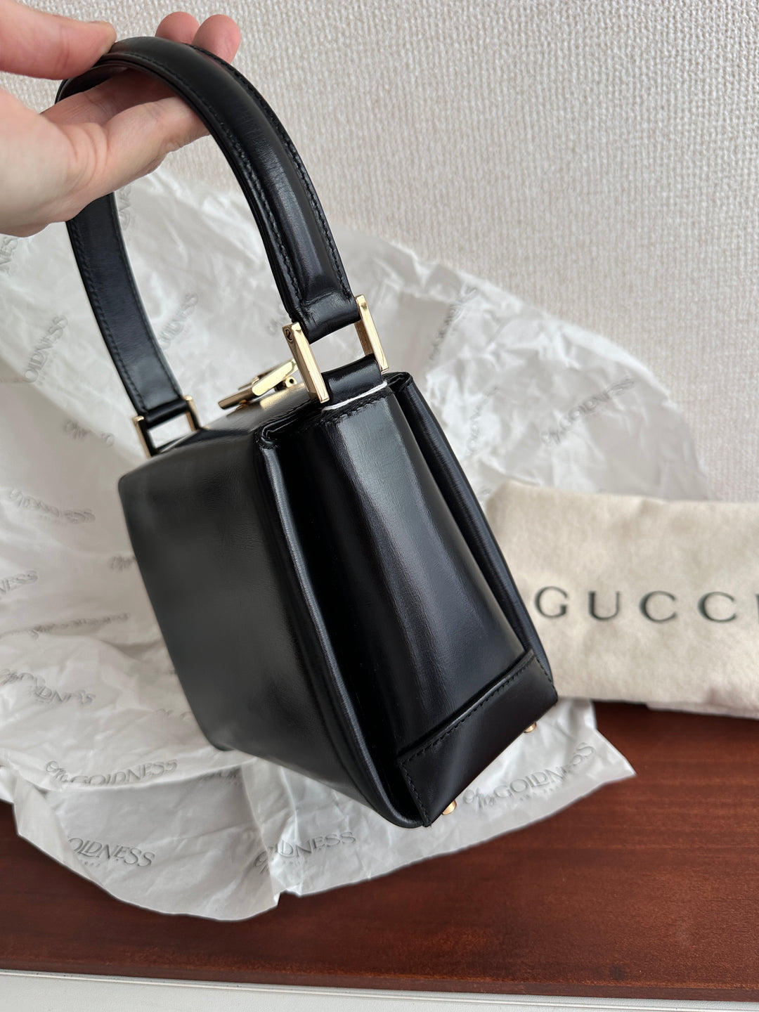 GUCCI Mini Box Bag in Black Box Calf – Iconic Gold G Clasp × Rare Compact Size (Full Set)