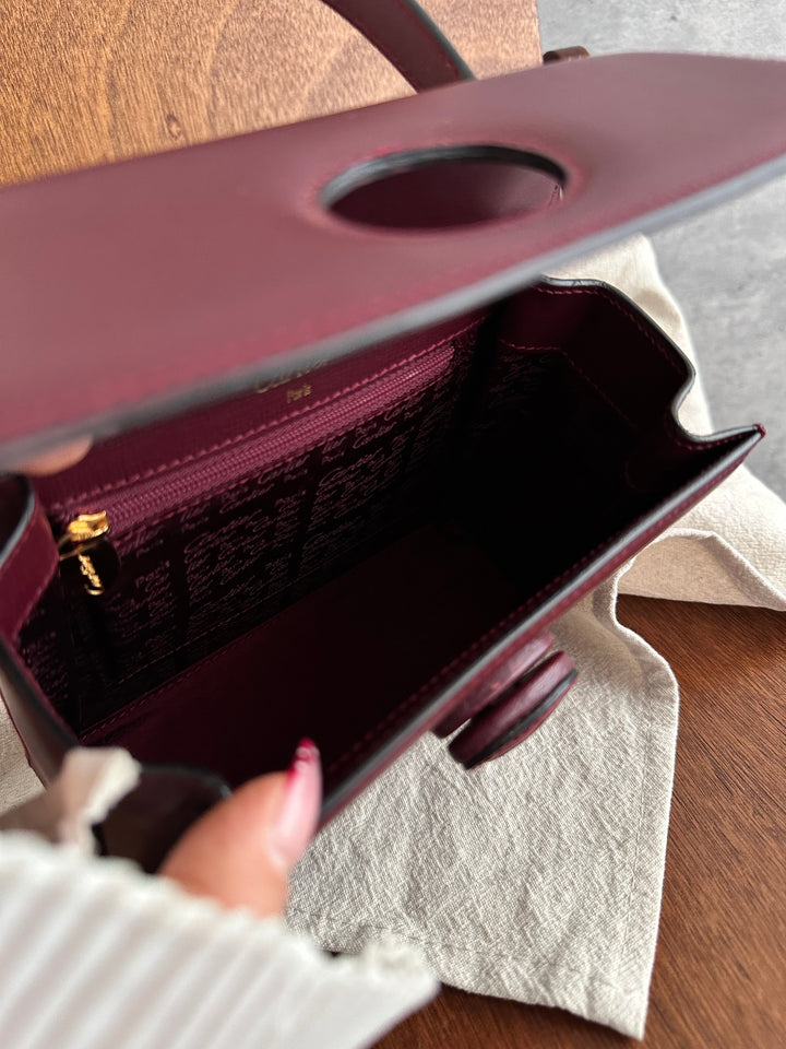 Cartier Mini Turn-Lock Kelly Handbag in Burgundy