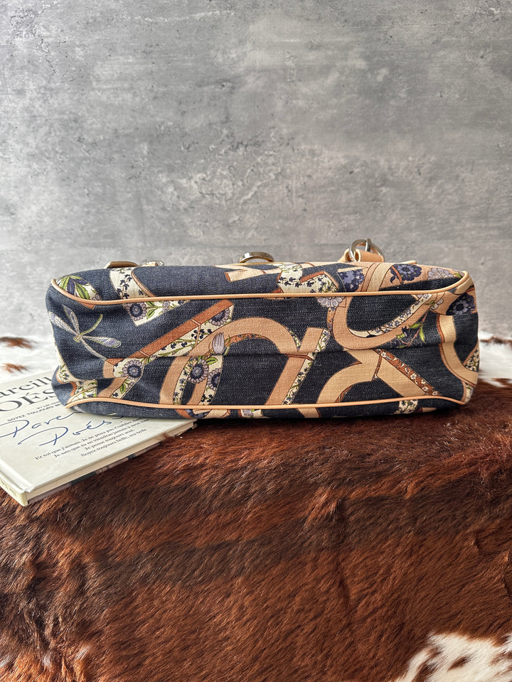 Ferragamo Printed Denim Gancini Top Handle Bag ✨｜Denim Print × Gancini Hardware × Spring-Summer Mini Bag