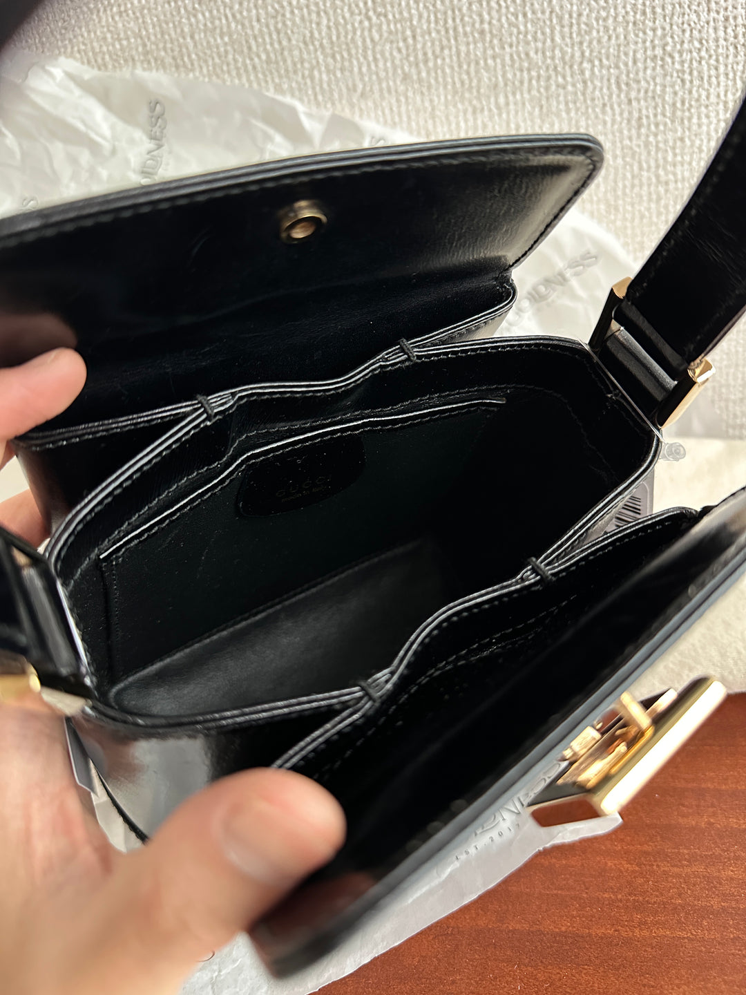 GUCCI Mini Box Bag in Black Box Calf – Iconic Gold G Clasp × Rare Compact Size (Full Set)