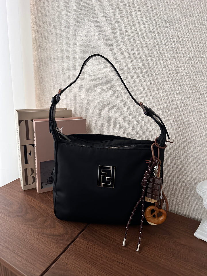 FENDI So Black Nylon Hobo 🖤✨ Near Pristine