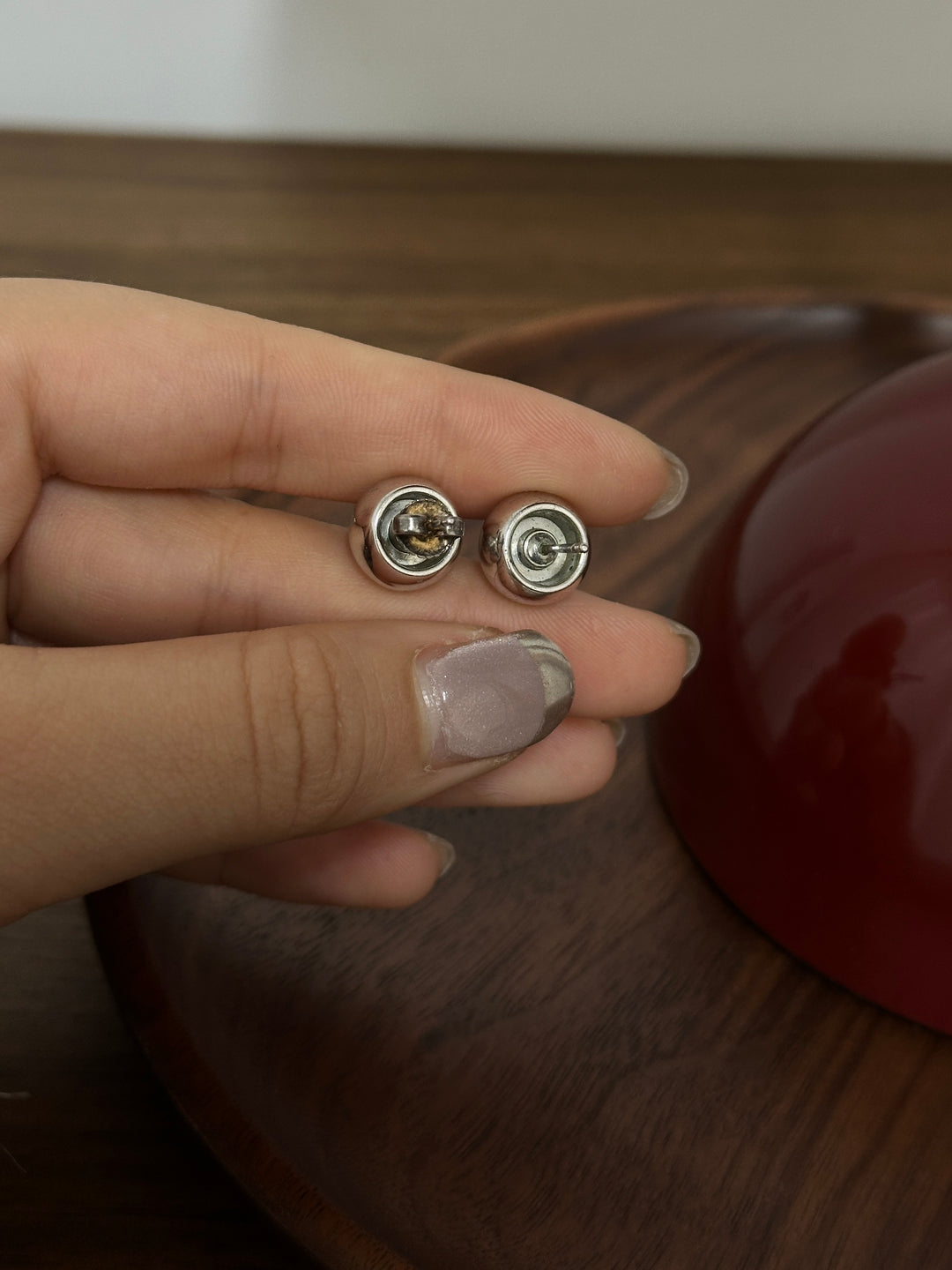 CHANEL Silver Sphere Logo Earrings – Minimal Chic × Timeless Metallic Glow ✨