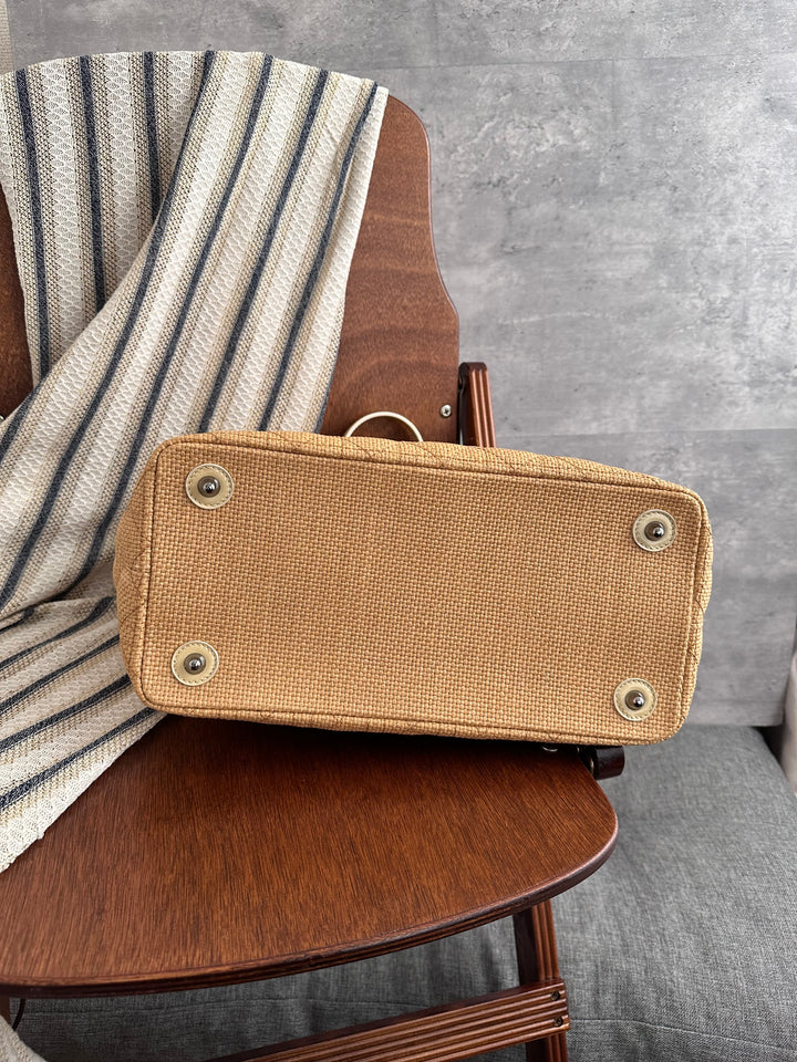 Dior Panarea Quilted Tote Bag with Wood Charm