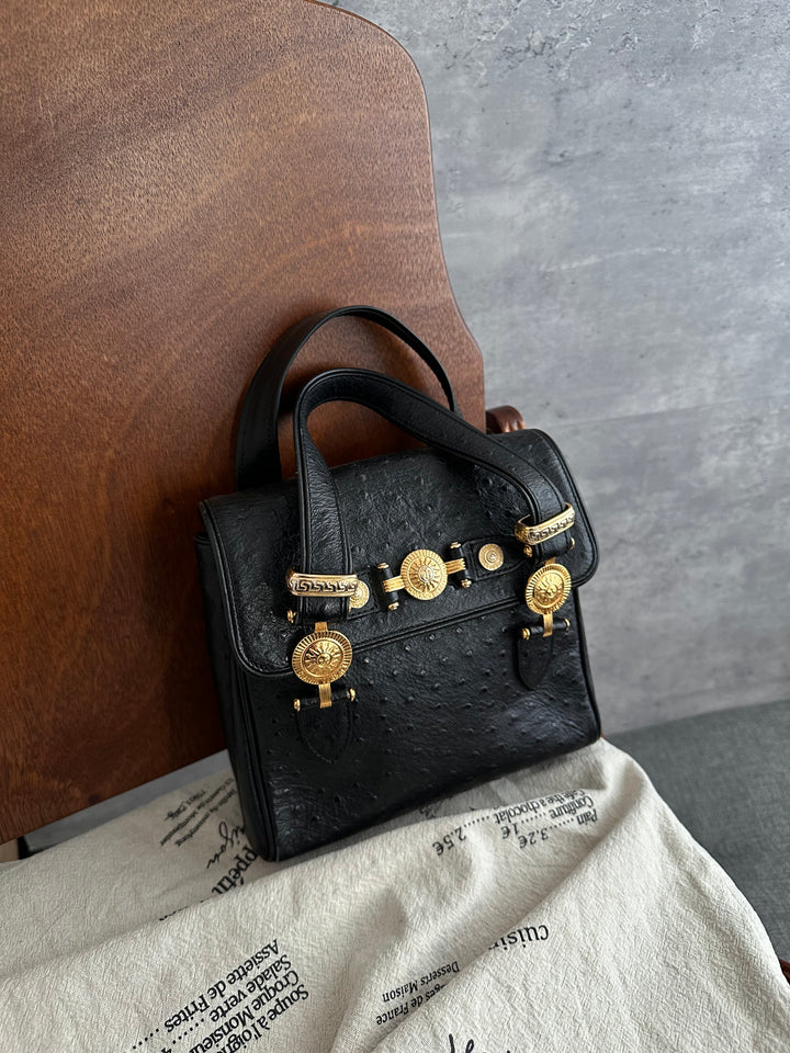 Versace Sunburst Leather Top Handle Bag