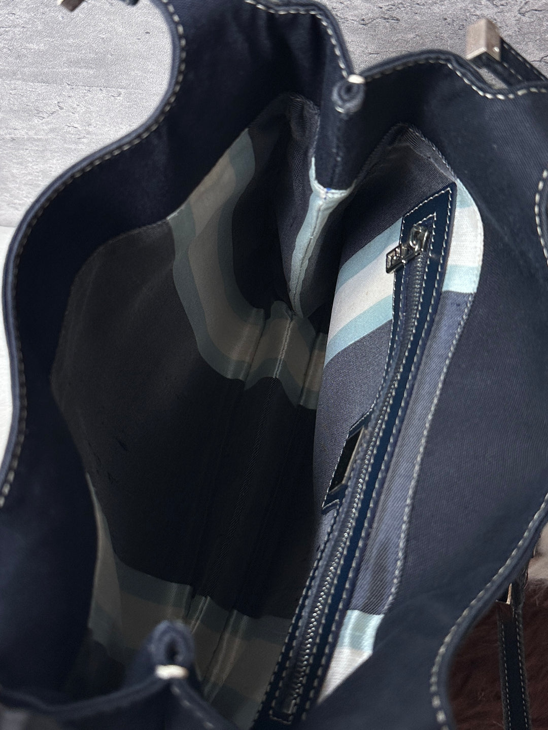 Fendi Denim Blue Wave Enamel Buckle Shoulder Bag 🩵｜Denim Blue Finish｜Contrast Stitching｜Small Practical Size