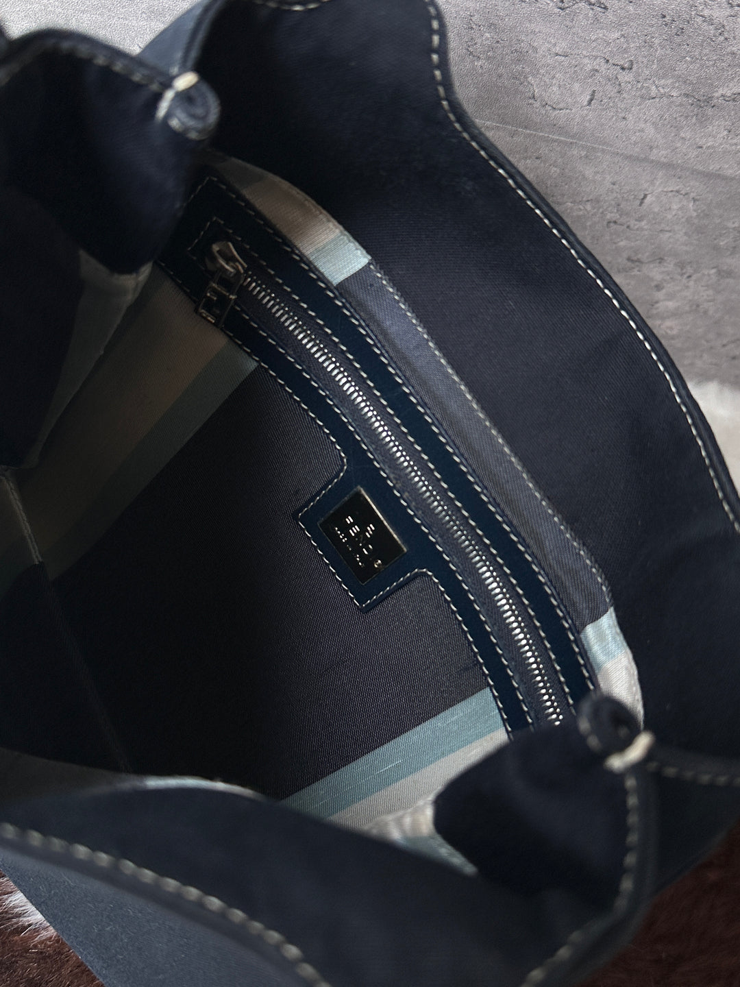 Fendi Denim Blue Wave Enamel Buckle Shoulder Bag 🩵｜Denim Blue Finish｜Contrast Stitching｜Small Practical Size