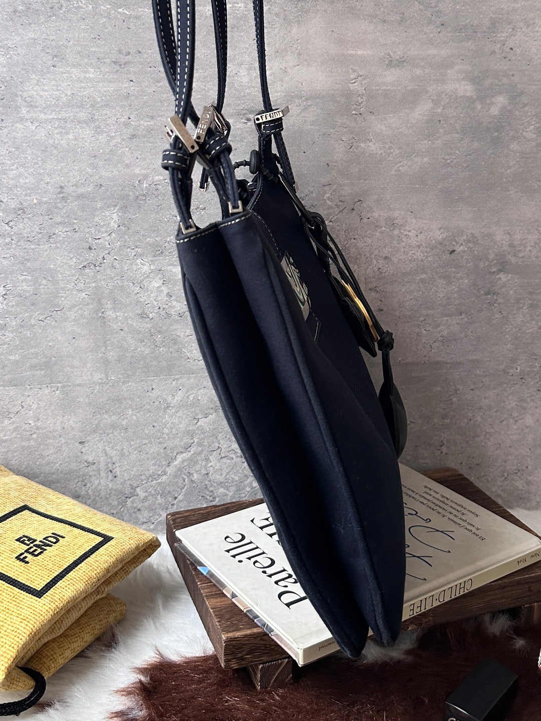 Fendi Denim Blue Wave Enamel Buckle Shoulder Bag 🩵｜Denim Blue Finish｜Contrast Stitching｜Small Practical Size